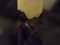 Black guy cums a huge load