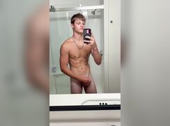 cute fit blonde before shower hot show