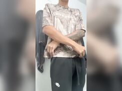 cute latin big cock before shower hot strip show