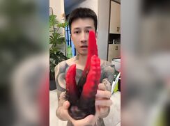 kinky chinese tattooed boy and his fantasy toys 3