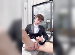 Hot boy jerks off and made a huge cumshoot