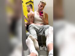 Sweaty nike socks blond guy fittingroom