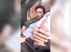Latin couple playing on the bus