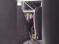 No shame, horny friend caught jerking-off in public in front of friends