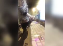 Shameless boy in internet cyber cafe