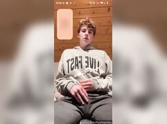 german twink jerking off uncut cock and cums