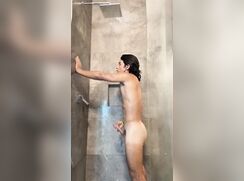 Sexy longhair teen in the shower