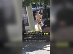 Shameless guy wanking in city centre for crowd