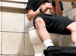Caught jerking on the toilet