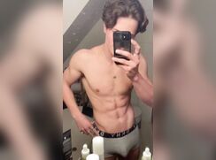 Muscular hottie in his room