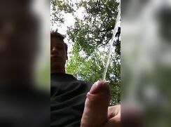 cute intact twink pissing outdoors