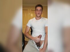 Hot college boy wanks and cums