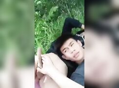 Two 19 year old guys suck, jerk-off and 69 each other on a picnic