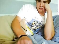 Handsome as Hell Dark Hair College wanks off his Thick cock - AI Enhanced