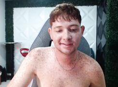 Freckled Redheaded Latino Shows Cock & Feet