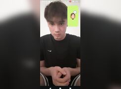cute dude in bed chating jerks off