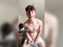 cute talkative brazilian dude tasting his cum
