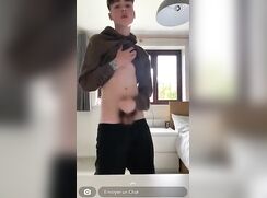 cute twink strokes and cums in his bedroom
