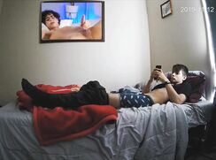 Self Cam of him horny masturbating to porn in his bedroom