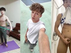 Three horny young athletic guys present four sporty disciplines