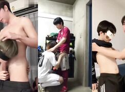 The soccer boys gave each other a good shoots great cum after the match
