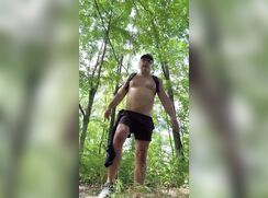 Exhibitionist Faggot Strips & Takes Risky Dares on Public Trails