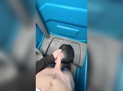 Cumming in a dixie toilet