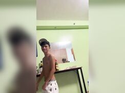 Horny guy showing his hard dick to all his friends - comparing to a remote (part 1)