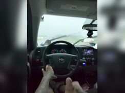 Car wank driving in the rain