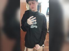 cute dude selfie to send reveals a big curved cock