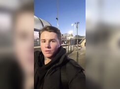 cute dude pissing at the public train station