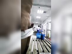 Asian cums in locker room full of people