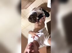 Twink fucking in public bathroom