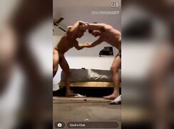 Friends wrestling