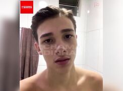 cute brazilian uncut big cock cumming bate