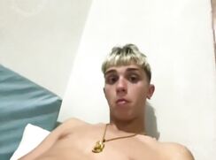 cute latin dude bed cumming wank off