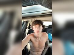 cute brunette dude car wank