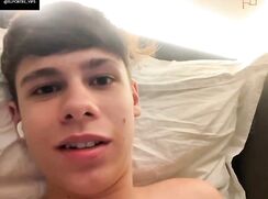 Cute blond boy baited and cums