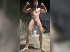 cute fit macho dude risky street city cumming bate