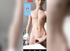Twinkish guy jerks-off and cums