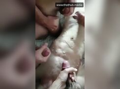 Group cumshot on bread