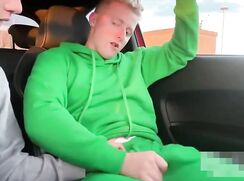 Uncut Blond British Lad Gets Car BJ