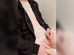 Small Shaved Uncut Cock Twink Pisses Over Himself