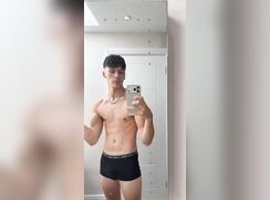 cute lewis striping his hot bush cock