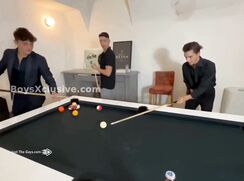 Italian boys strip after billards and jerk off together