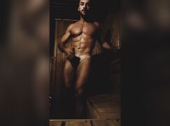 Hunk hot boy in sauna