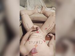 Horny fag with body writing jerking off to countdown