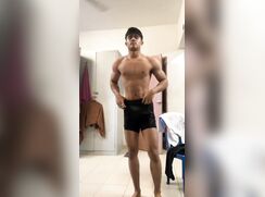 Asian hunk showing himself naked