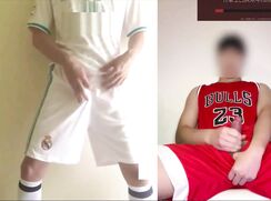 Horny Japanese athletes play with their cocks until all the cum is squeezed out