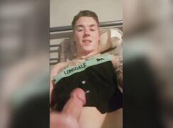 # AHC - Teen shoots a nice load onto his boxers!